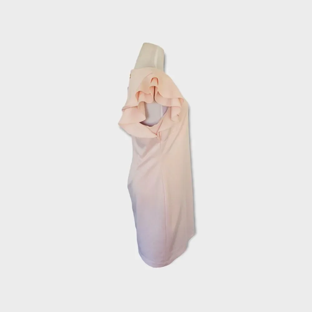 Tommy Hilfiger Light Pink Flutter Sleeve Scuba Sheath Dress Sz 12 - Picture 2 of 6